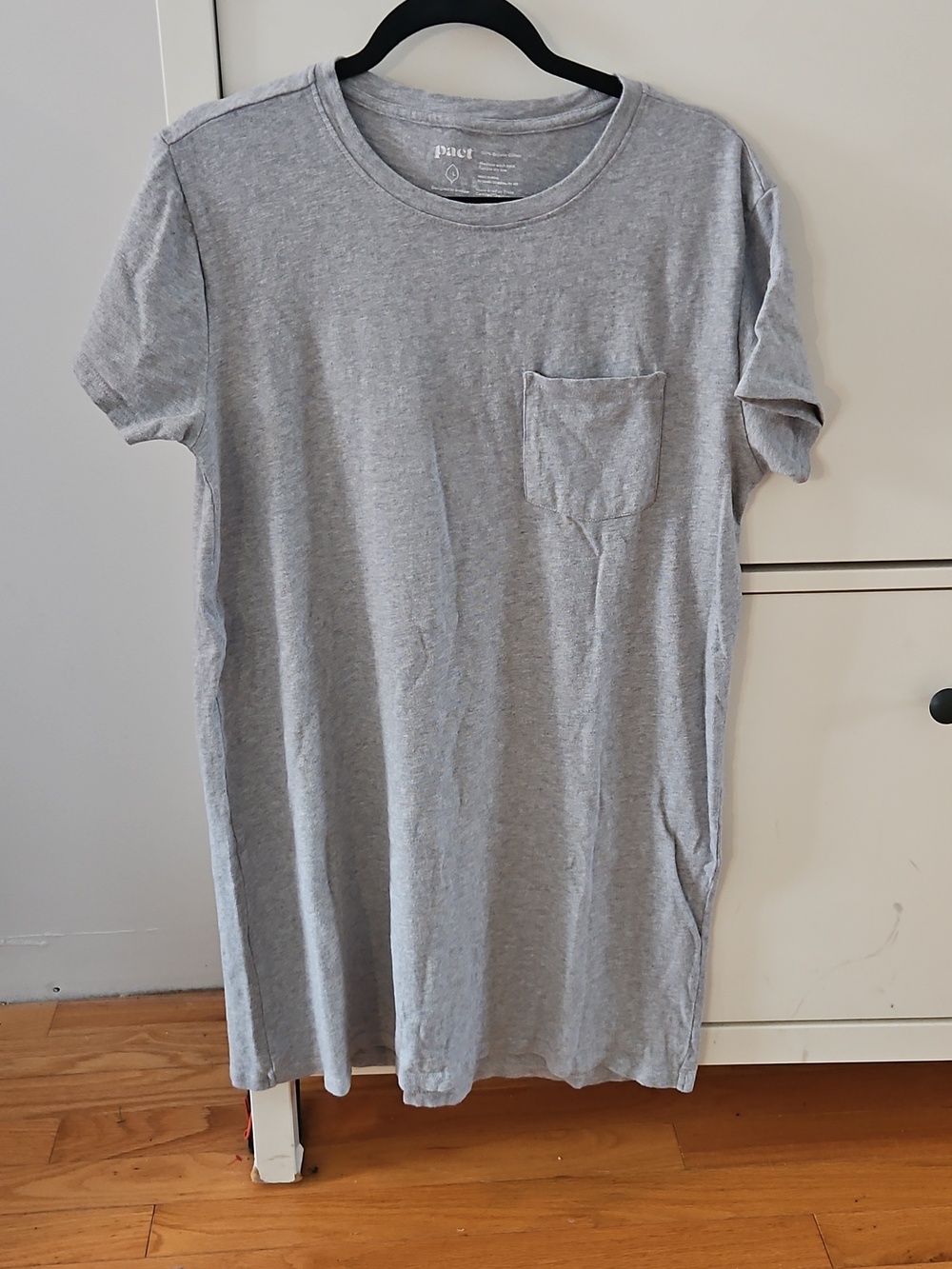 Pact Heather Gray Short Sleeve Pocket Tshirt Dress Size Large